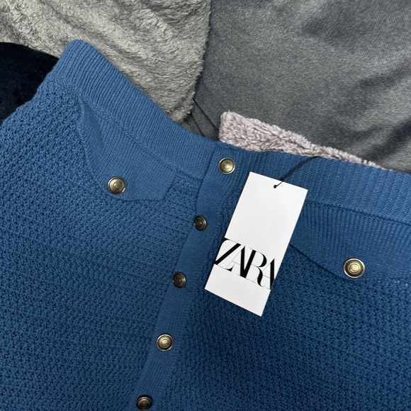 NWT Zara Woman Knit Mini Skirt Blue Size L Large - Picture 4 of 8